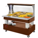 Buffet calente mural, baño maria, 4x GN1 / 1-150 (Madera roble claro)