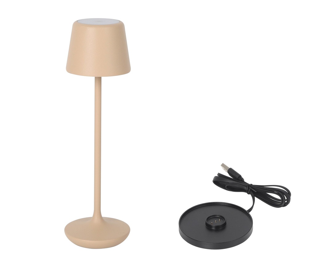 LAMPARA REDONDA BEIGE Y CARGADOR LUZERNE ø6x20cm