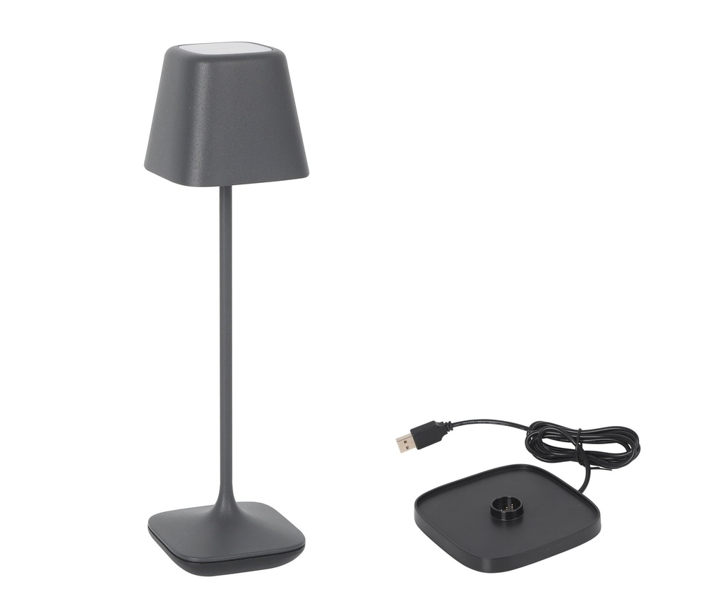 [B1504002C] LAMPARA CUADRADA GRIS Y CRG. YTTRIYA 6.8x6.8x25cm