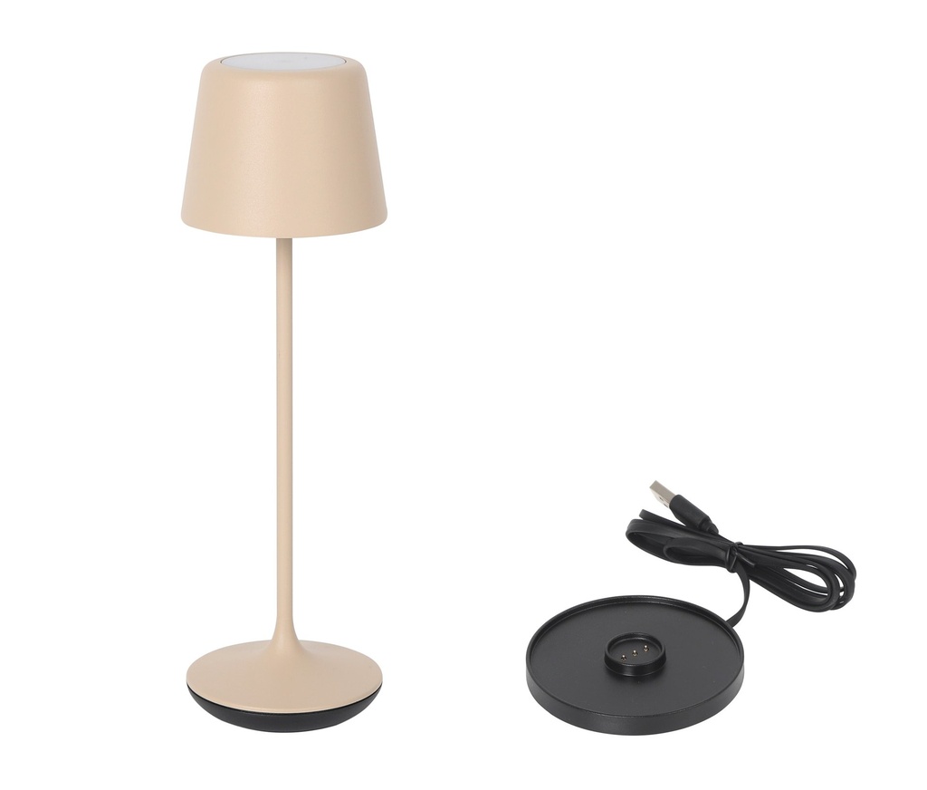 [B1504006D] LAMPARA REDONDA BEIGE Y CARGADOR LUZERNEø7.5x25cm