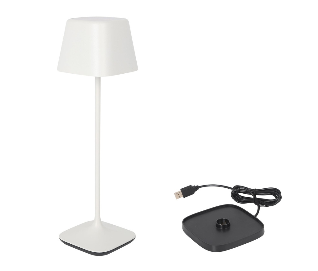 LAMPARA BLANCA Y CARGADOR YTTRIYA 10.3x10.3x36cm