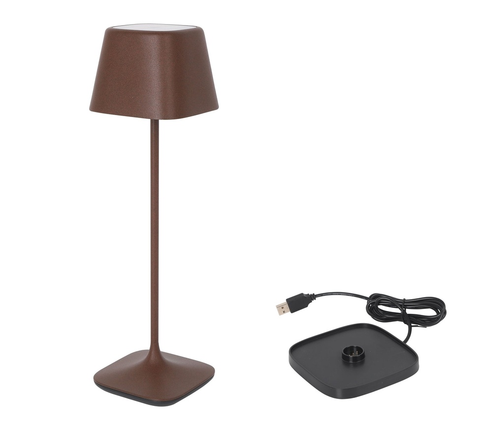 LAMPARA CORTEN Y CARGADOR YTTRIYA 10.3x10.3x36cm