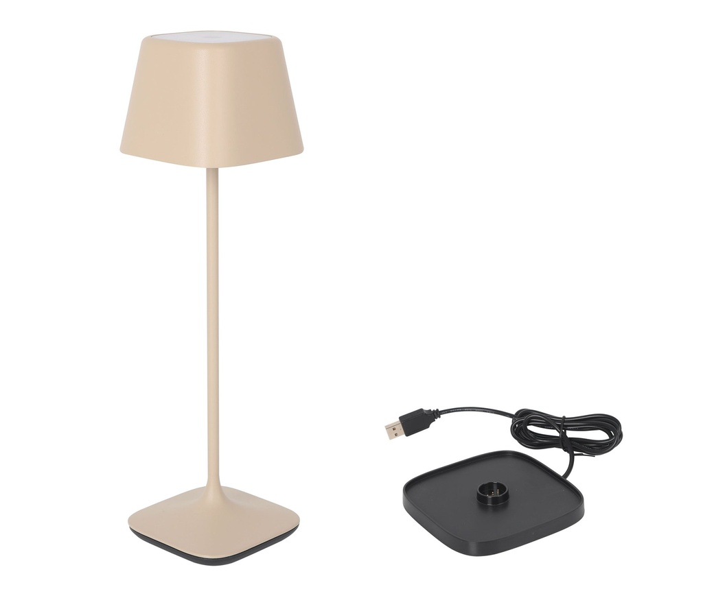 LAMPARA BEIGE Y CARGADOR YTTRIYA 10.3x10.3x36cm