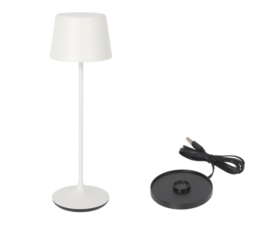LAMPARA REDONDA BLANCA Y CARGADOR LUZERNEø11x36cm