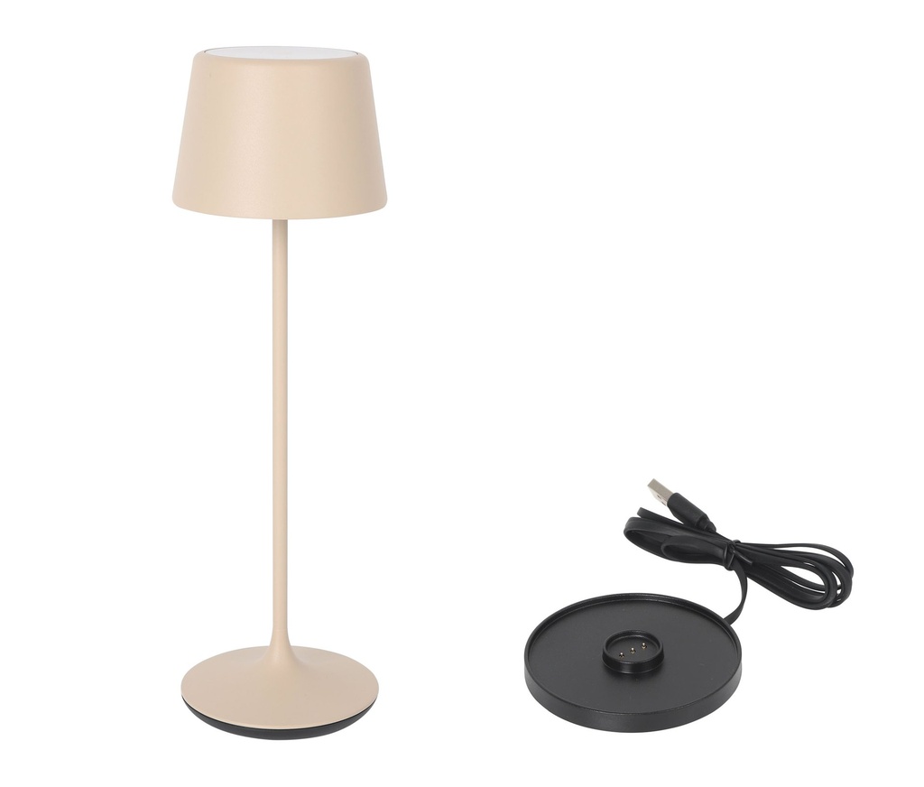 LAMPARA REDONDA BEIGE Y CARGADOR LUZERNE ø11x36cm