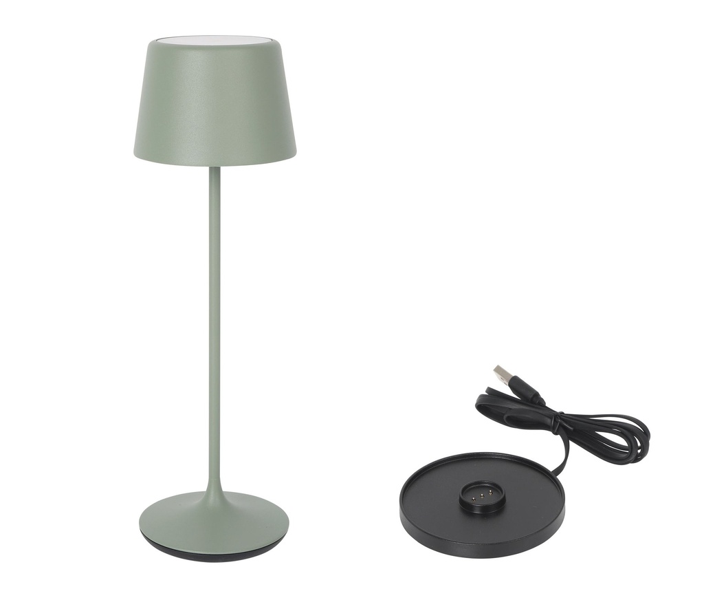 LAMPARA REDONDA VERDE Y CARGADOR LUZERNE ø11x36cm