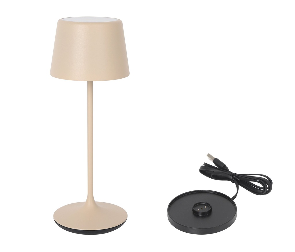LAMPARA REDONDA BEIGE Y CARGADOR LUZERNE ø11x30cm