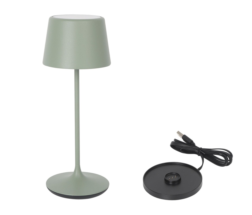 LAMPARA REDONDA VERDE Y CARGADOR LUZERNE ø11x30cm