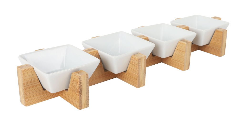 SET 4 BOWLS B1255 C/SOPORTE BAMBU 41.5x11.5x5.5cm