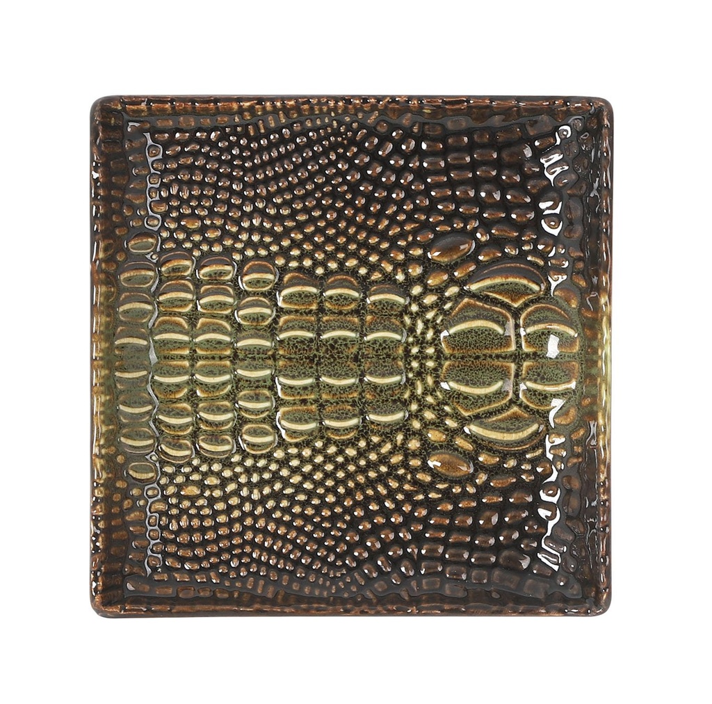 #-96- PLATO DEGUSTACION COCODRILO 9.8x9.8x1.7cm