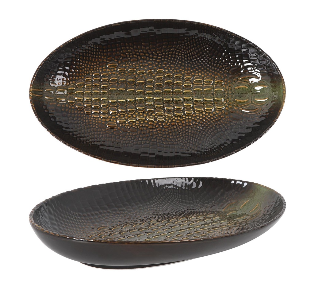 #-12- OVAL TRAY COCODRILO 35.5x20.5x5cm