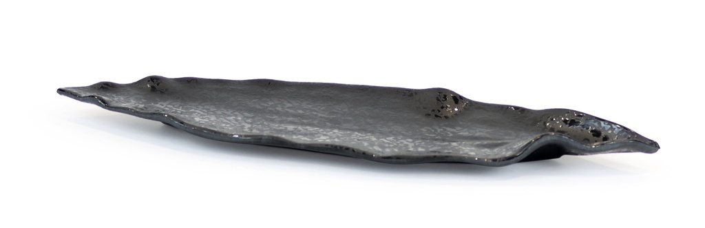 BLACK TRAY LEAF 35x10x2.5cm