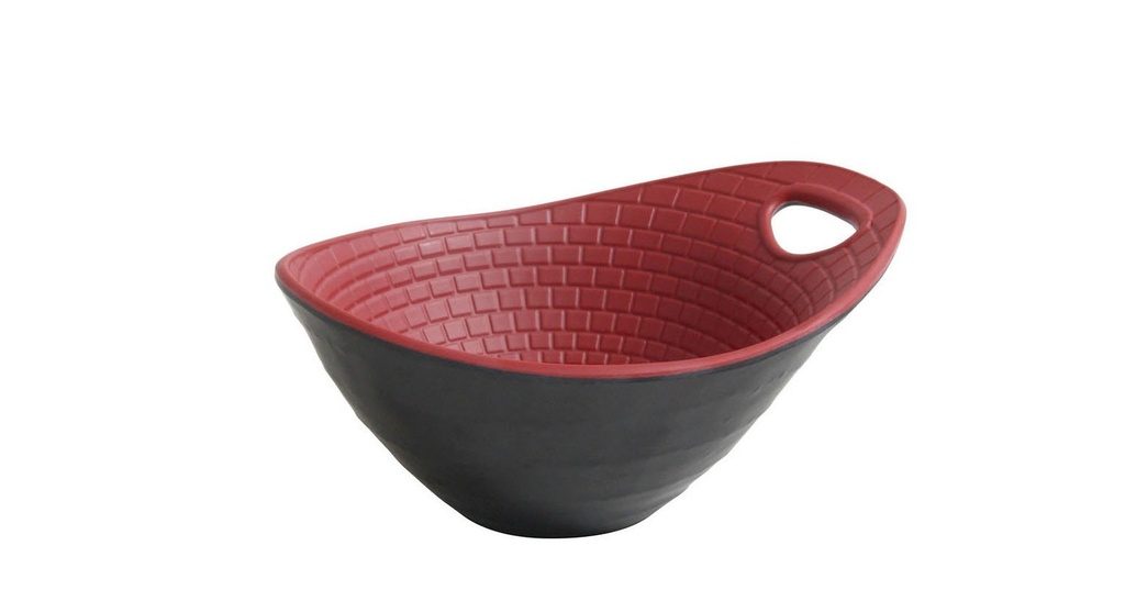 [B885222R] BOWL "PERPIGNAN" 12x10x6cm NEGRO-ROJO 14cl