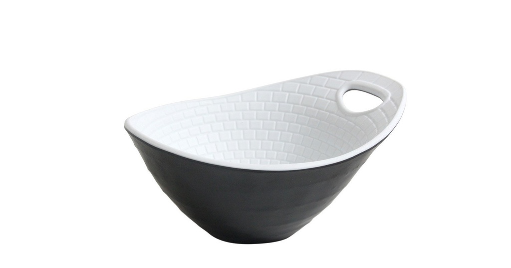 [B885227R] BOWL "PERPIGNAN" 12x10x6cm NEGRO-BLANCO
