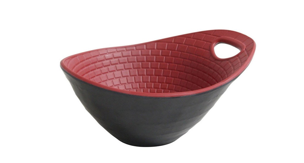 [B885220R] BOWL "PERPIGNAN" 17x14x8cm NEGRO-ROJO 36cl