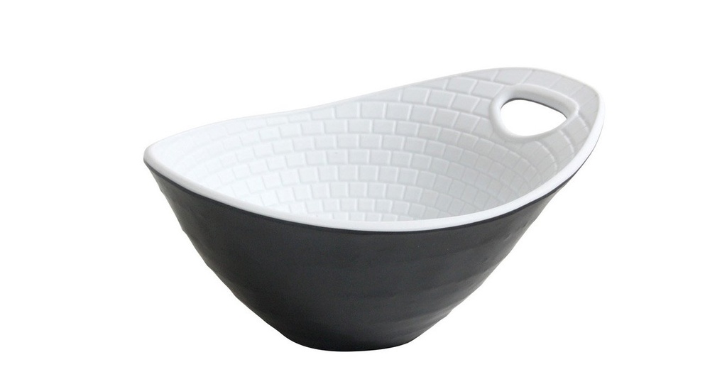 BLACK-WHITE BOWL "PERPIGNAN" 17x14x8cm