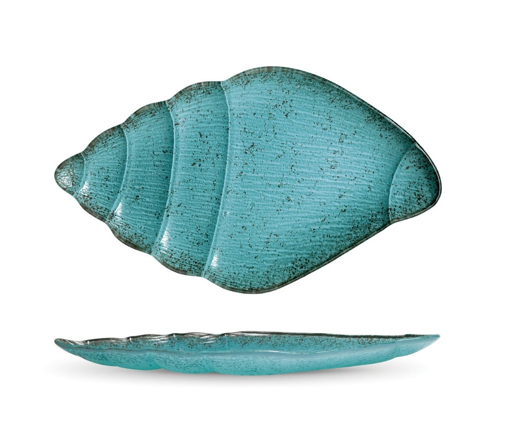 TRAY CONCH TURQUOISE 36x21X2cm (4mm)
