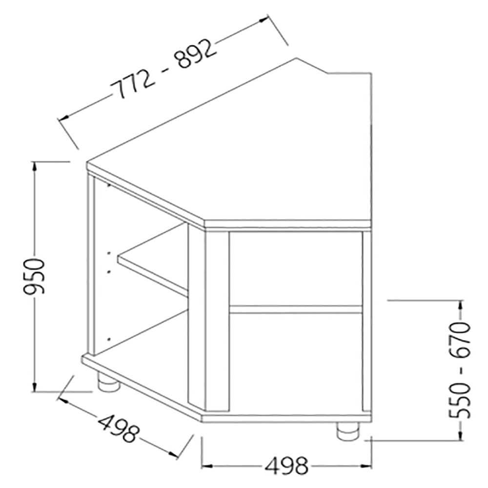 Mostrador de bar neutro_sección de caja 45° (abierto)