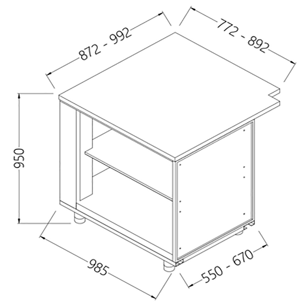 Mostrador de bar neutro_sección de caja 90° (abierto)