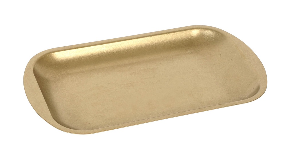 #-72-BANDEJA DORADA INOX VINTAGE 23.5x14x1.5cm