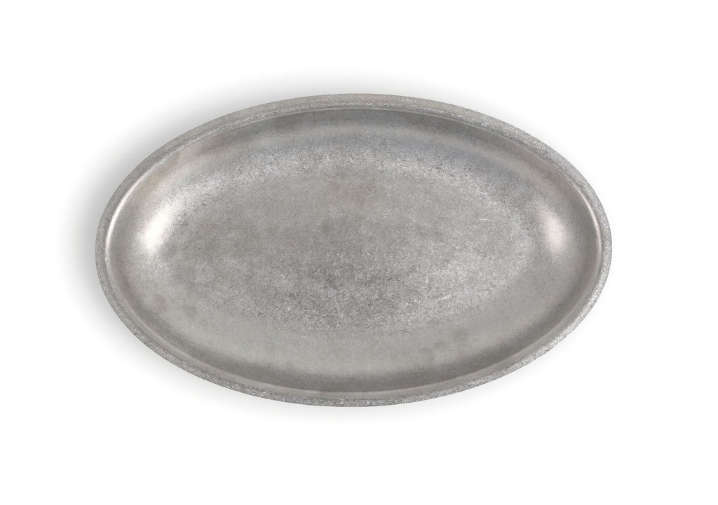 #-48- BANDEJA OVAL PLATA VIEJA INOX 30x18.5x2.5cm