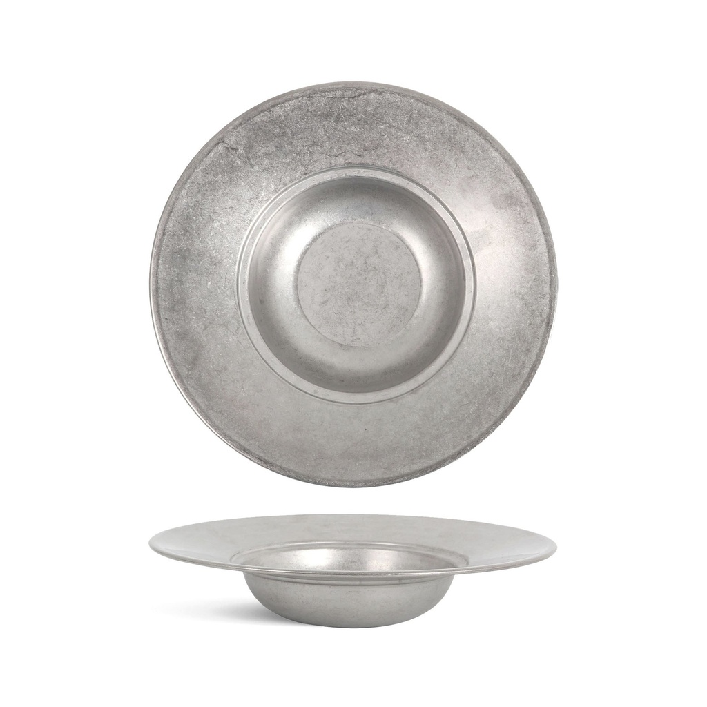 #-48- PASTA PLATE OLD SILVER INOX VINTAG