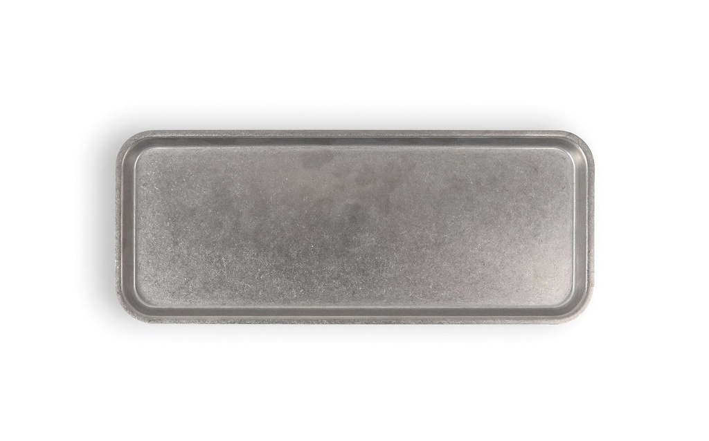 #-48-BANDEJA PLATA VIEJA INOX VINTAGE 32x13x1.2cm