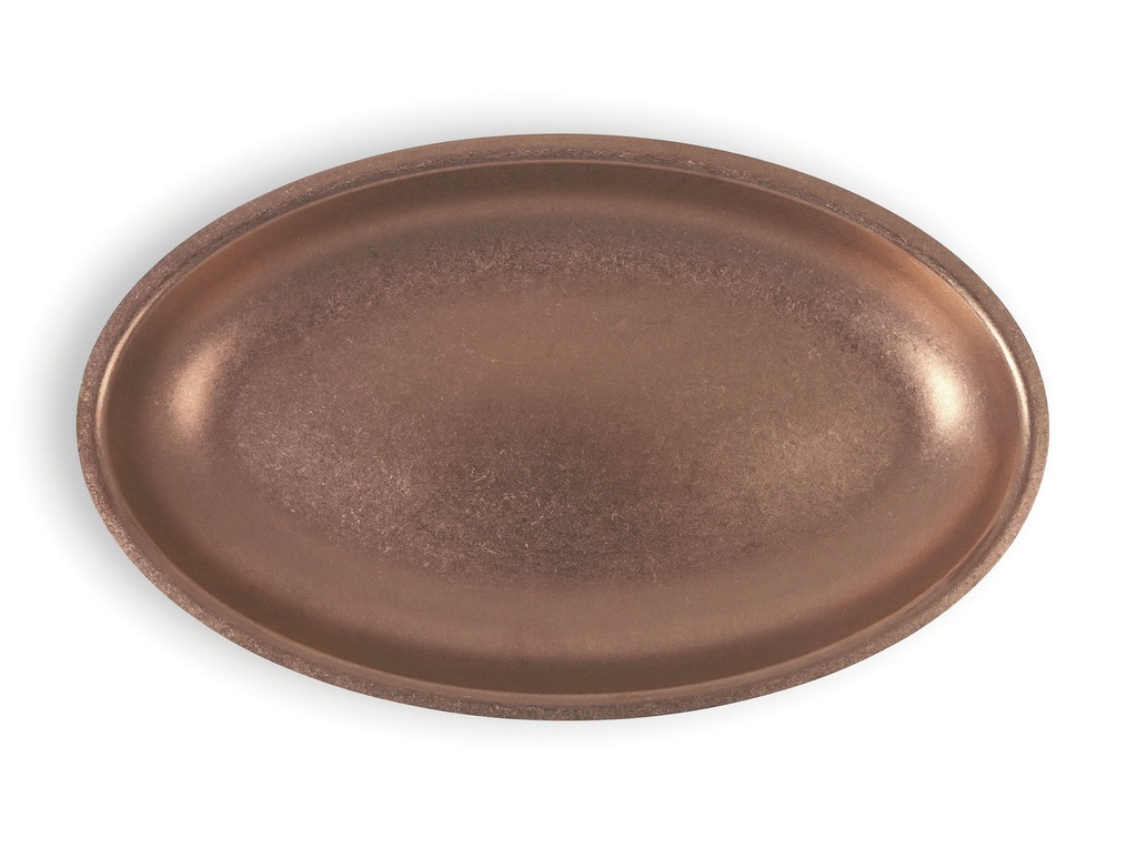 #-48- BANDEJA OVAL COBRE VIEJO INOX 30x18.5x2.5cm