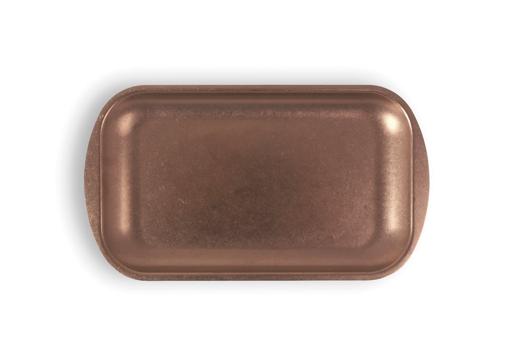 #-48-BANDEJA COBRE VIEJO INOX VINTAGE27.5x15.5x1.