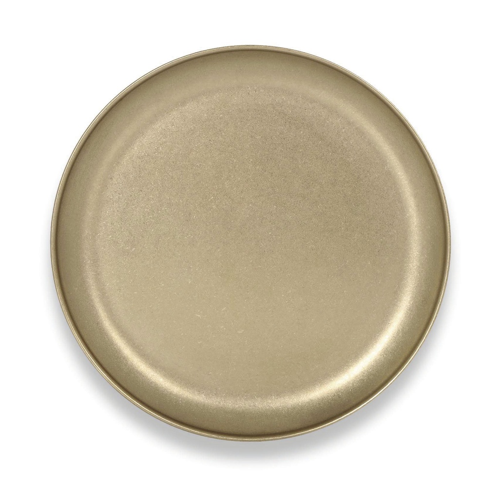 #-36- PLATO LLANO DORADO INOX VINTAGE ø26x2cm
