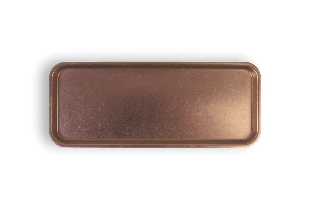 #-48- BANDEJA COBRE VIEJO INOX VINTAGE32x13x1.2cm
