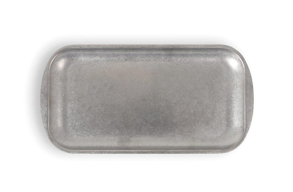 #-48-BANDEJA PLATA VIEJA INOX VINTAGE33.5x17x1.5c