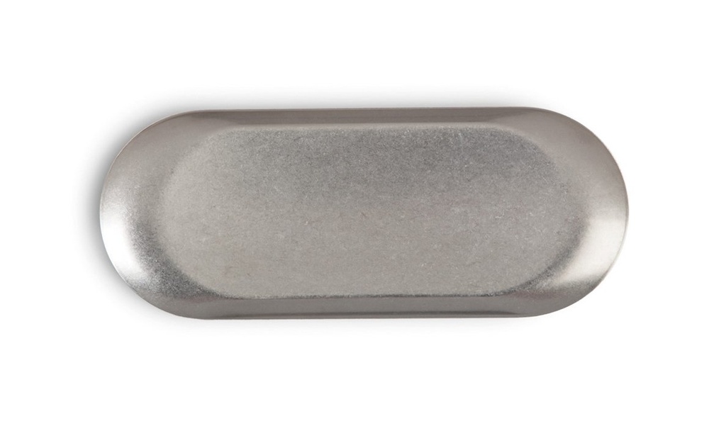 #-72- BANDEJA PLATA VIEJA INOX VINTAGE 23x9cm