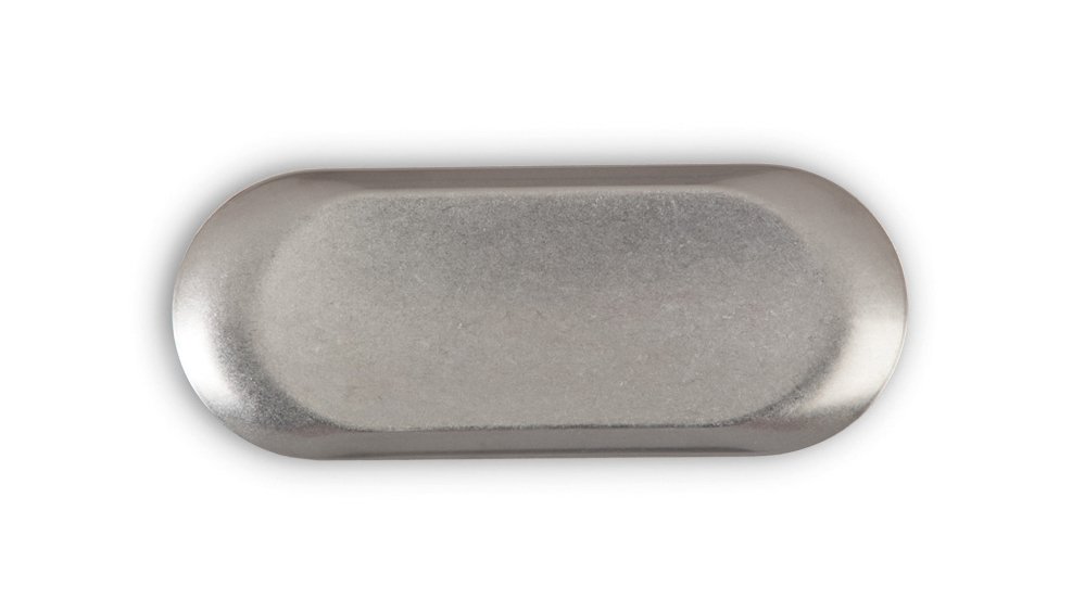 #-72- BANDEJA PLATA VIEJA INOX VINTAGE 18x8.8cm