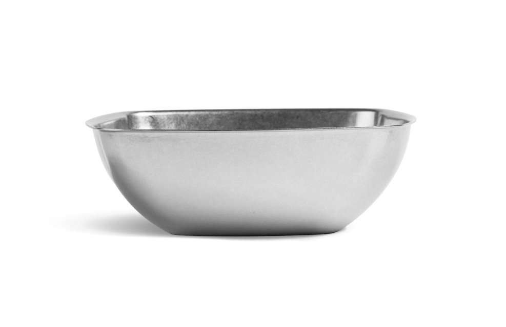 SQUARE BOWL OLD SILVER INOX VINTAG17cm