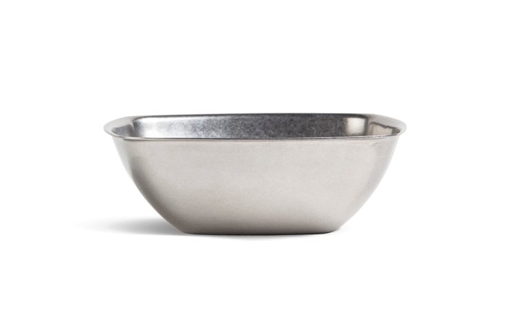 #-72- SQUARE BOWL OLD SILVER INOX VINTA