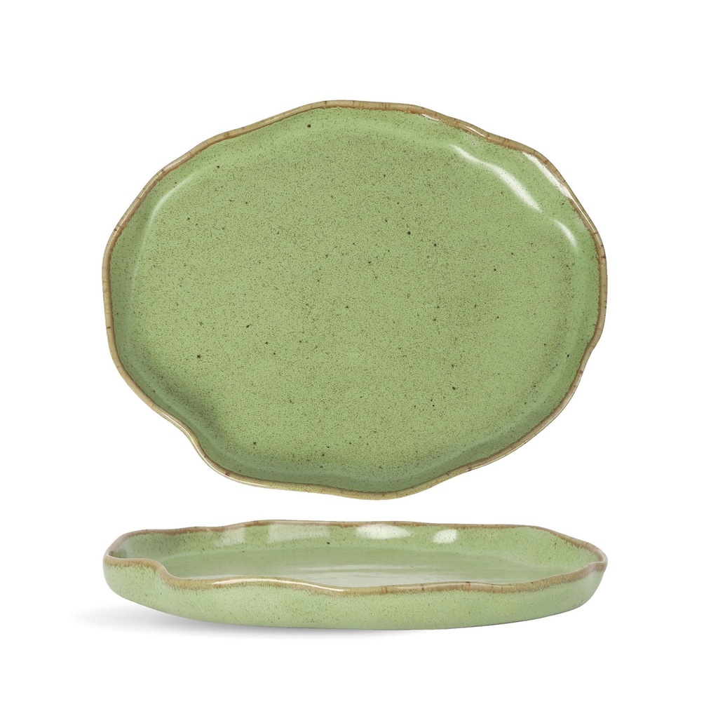#-12- GREEN OVAL TRAY LUNFARDO 22.5x18x1
