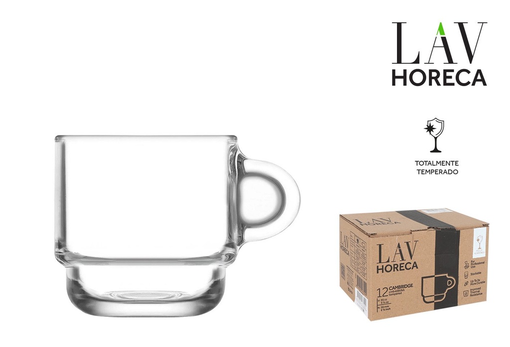 [LH-CMB409T] TAZA CAFE TEMPERADA 9.1cl APILABLE "CAMBRIDGE"