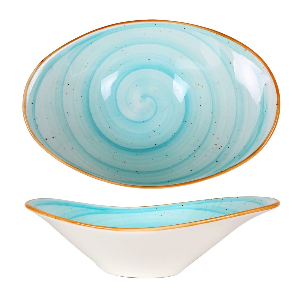 BOWL OVAL AQUA 23x16x8cm