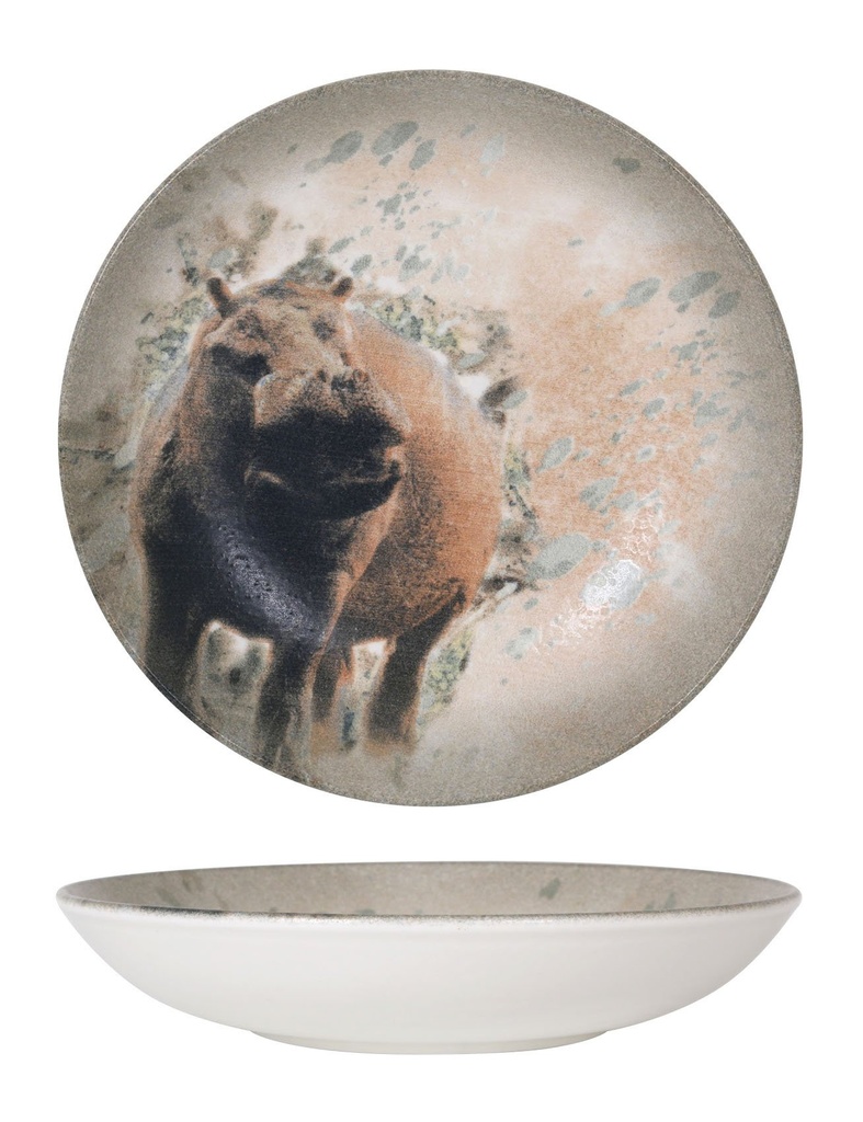 [B928251AH] SOUP PLATE HIPPOPOTAMUS-SAVANNA ø23x4cm