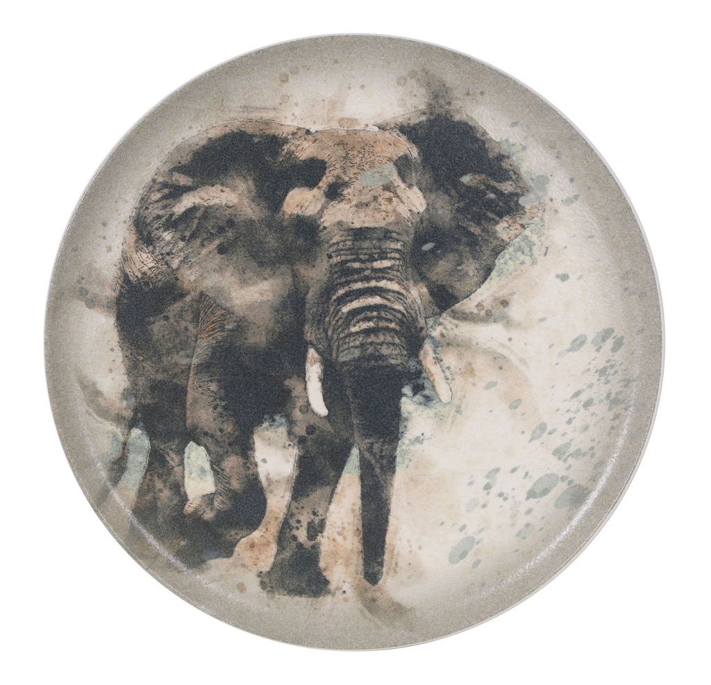 [B928252AH] PLATO PRESENTACION ELEFANTE-SAVANNA  ø32x2cm