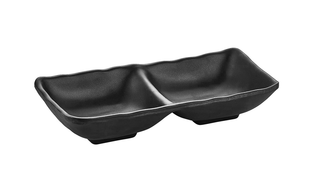 [B98225217N] BLACK DOUBLE BOWL TERRA 17.5x8.5x3.5cm