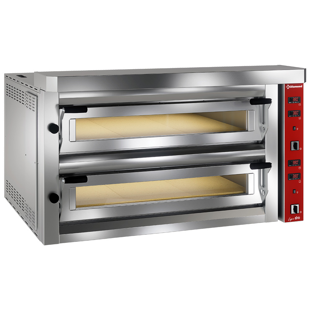 Horno eléctrico a pizas "extra large", 2x 6 pizzas 350mm - FULL de piedra refractaria