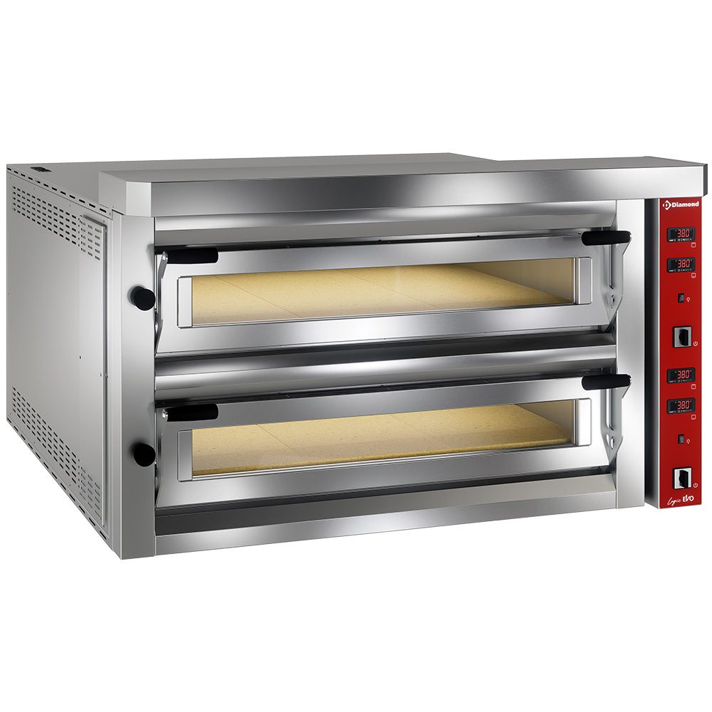Horno eléctrico para pizza "extra large", 2x 9 pizzas 350mm - FULL de piedra refractaria