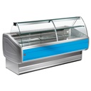 Mostrador vitrina refrigerada vidrio curvo, con reserva