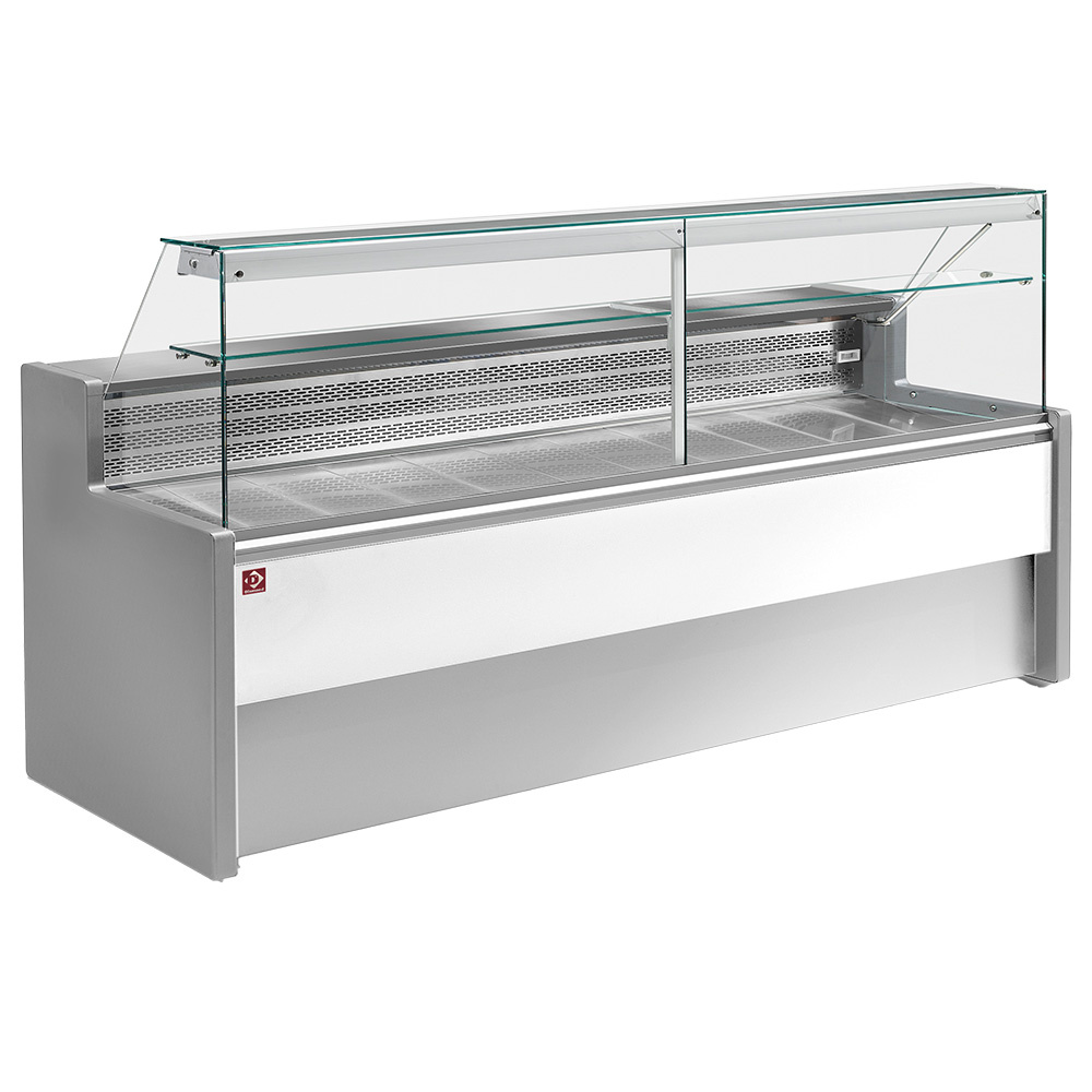 Mostrador refrigerado escaparate de cristal derecho 90 °, con reserva - GRIS/BLANCO
