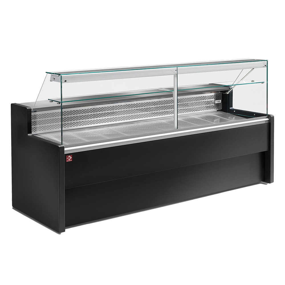 Mostradores refrigerados escaparate de cristal derecho 90 °, con reserva - NEGRO