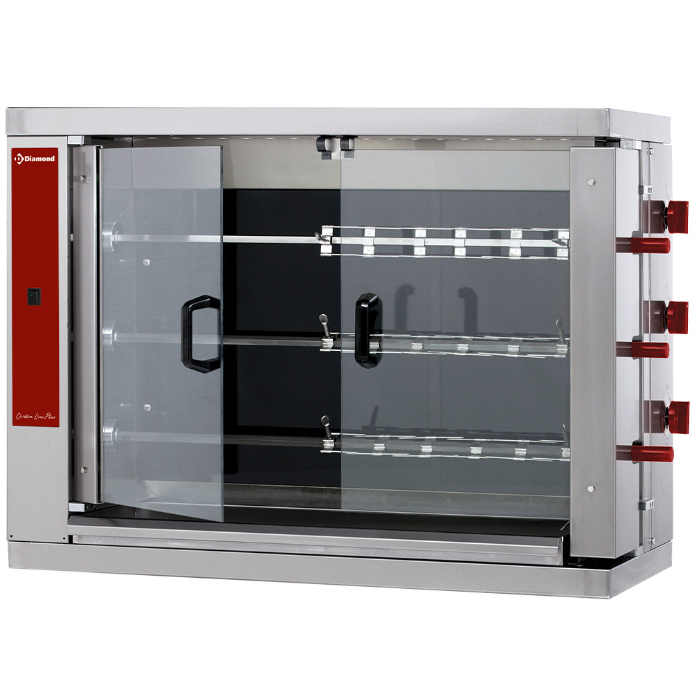 Asador electrico vitrocerámico, 3 espadas (18 pollos)