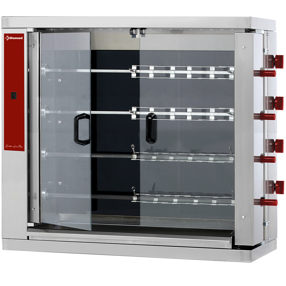 Asador electrico vitrocerámico, 4 espadas (24 pollos)