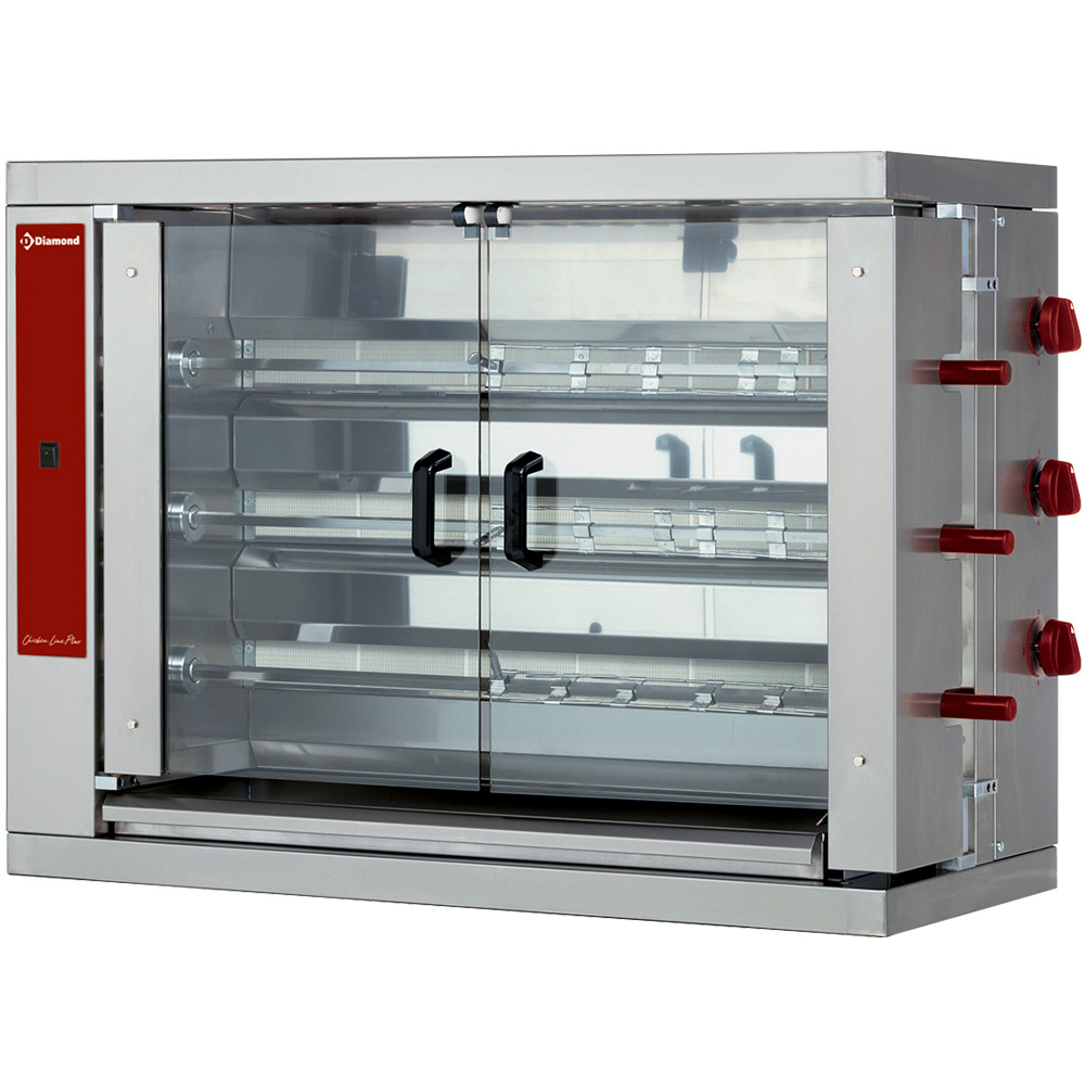 Asador de gas, 3 espadas (18 pollos)